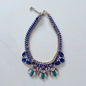 J. Crew Blue and Gold Necklace with Chunky Chain